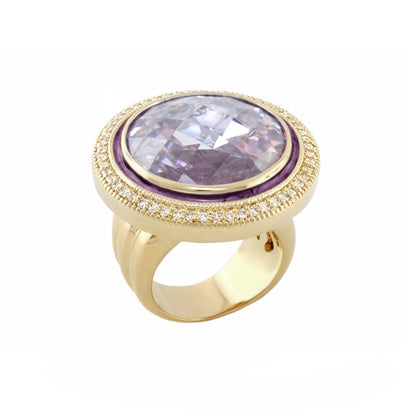 Glamour Cocktail Ring by Lauren G Adams, gold-tone with purple gem and diamond halo on Tampa Home & Garden Store