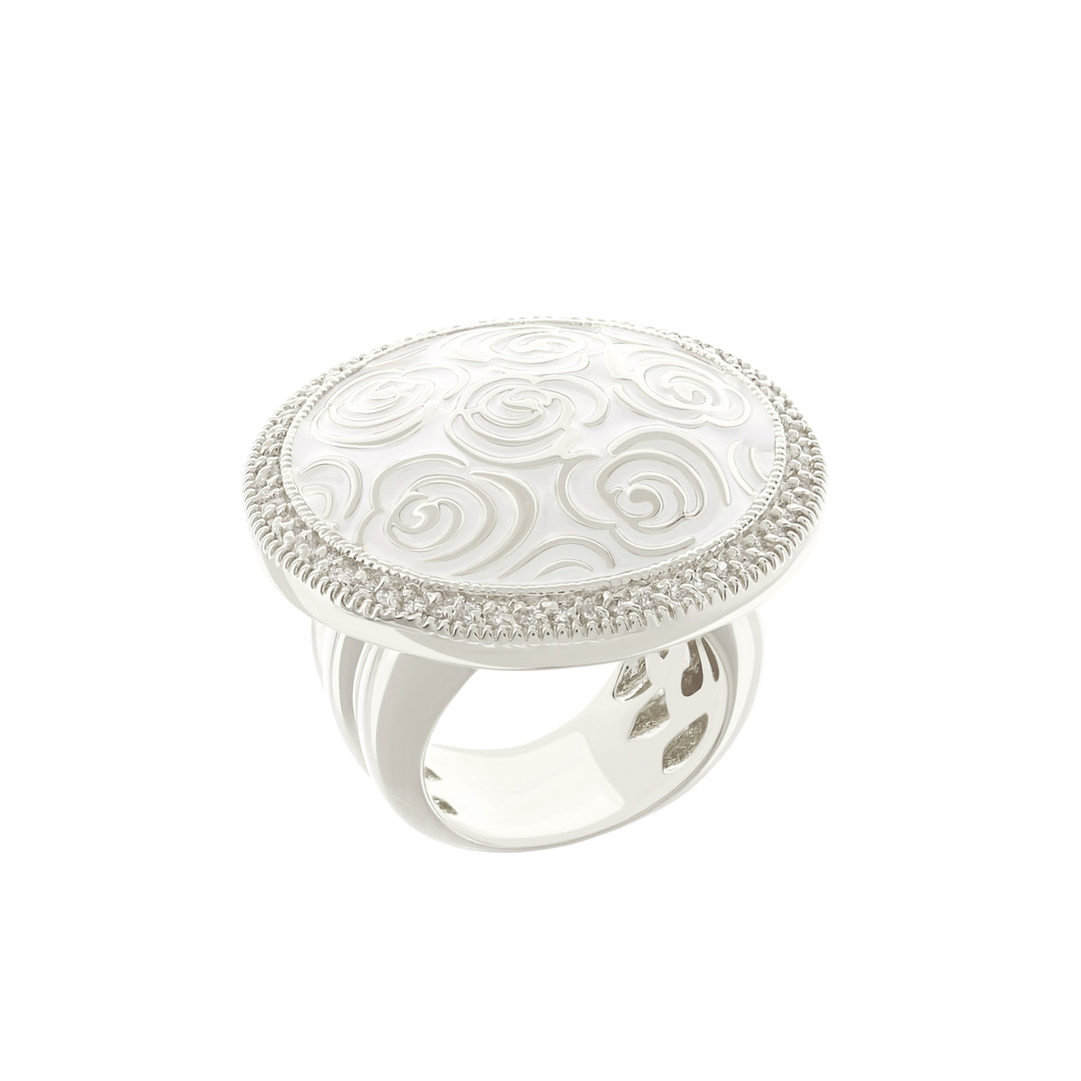 Rose Garden Ring cocktail ring with swirling relief and beaded edge by Lauren G Adams on Tampa Home & Garden Store