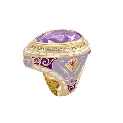 Elegant Drops Cocktail Ring by Lauren G Adams with purple gemstone and gold enamel filigree on Tampa Home & Garden Store