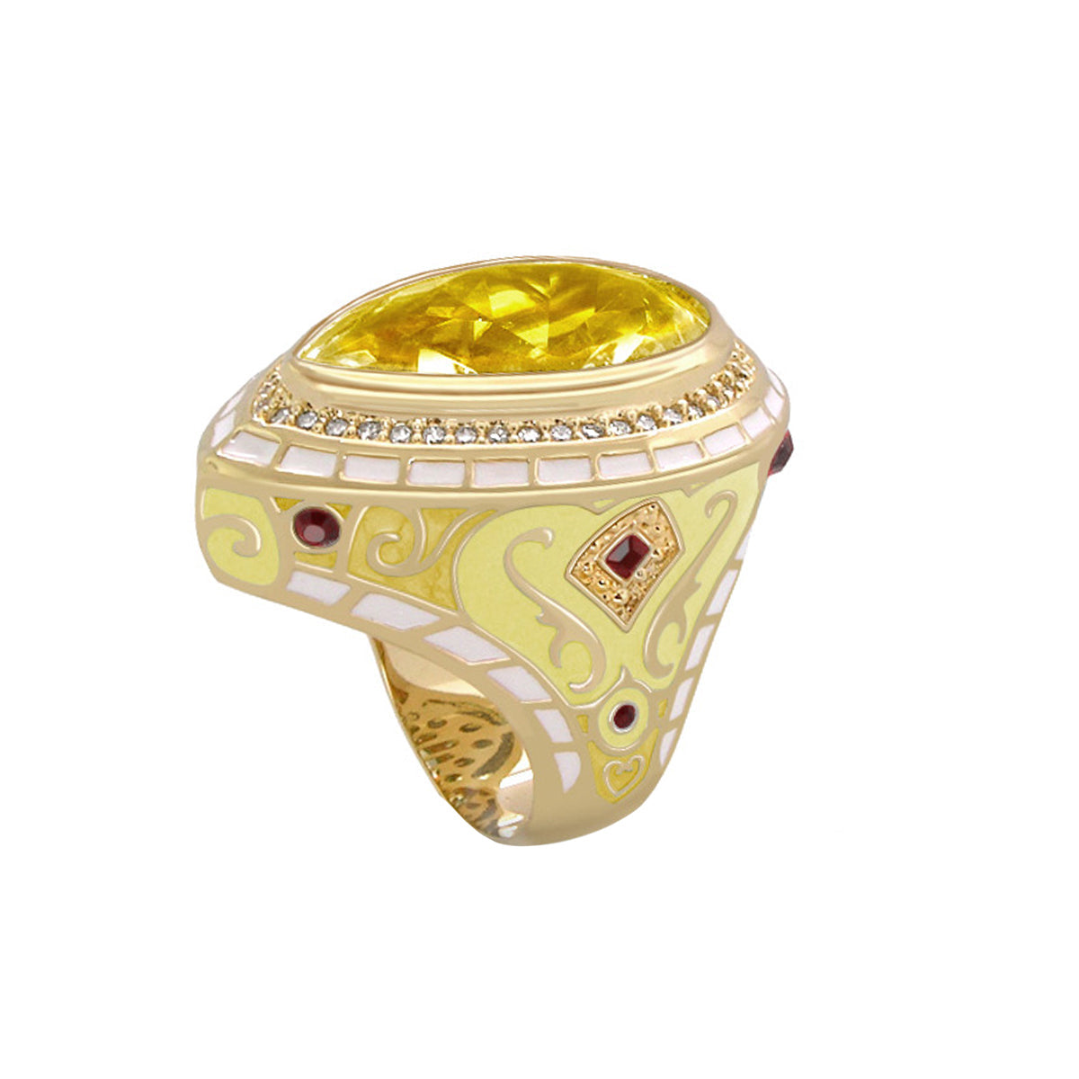 Elegant Drops Cocktail Ring Lauren G Adams gold-tone yellow gemstone diamonds enamel on Tampa Home & Garden Store