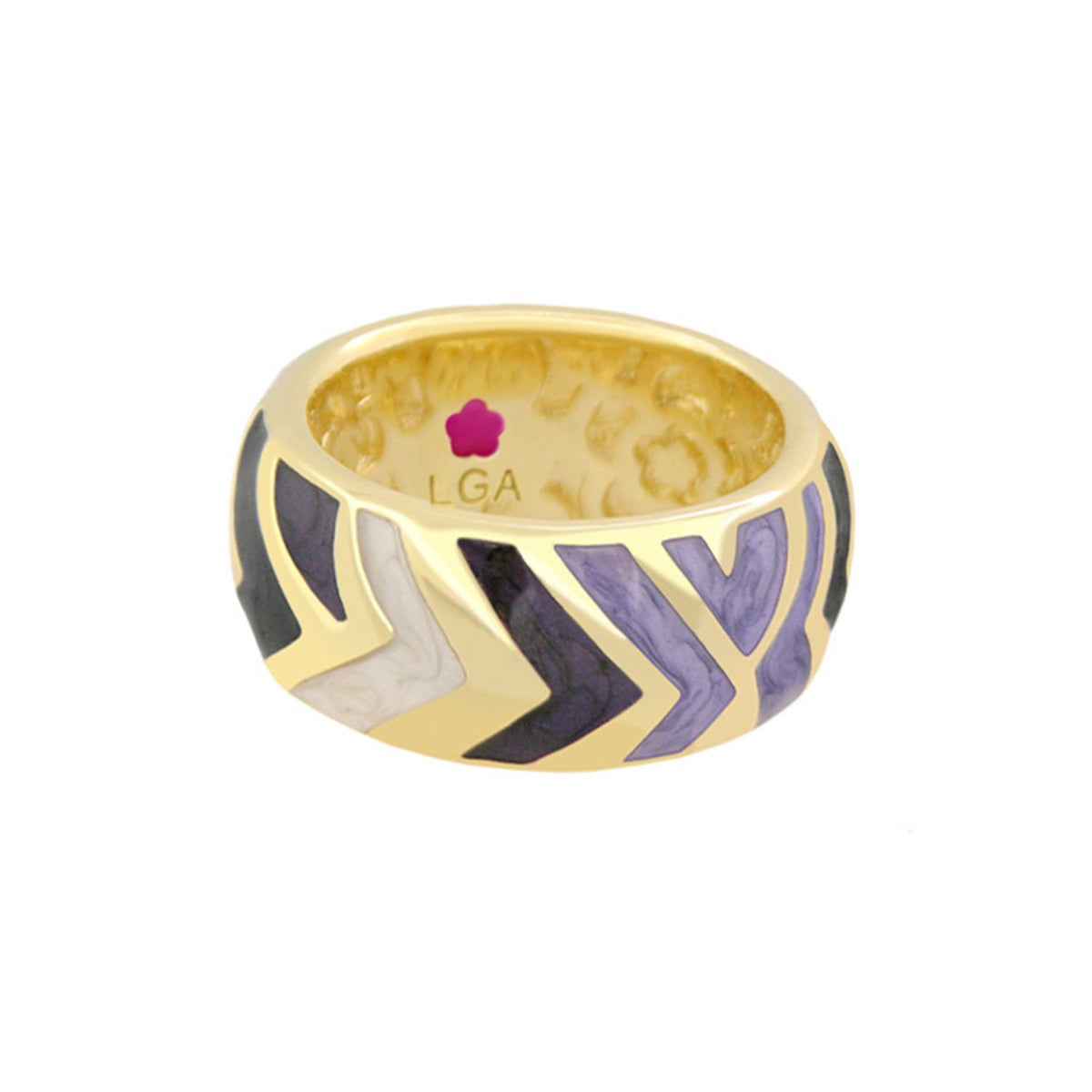 Art Deco band ring in gold with purple and lavender chevron enamel by Lauren G Adams on Tampa Home & Garden Store