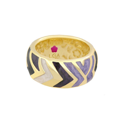 Art Deco band ring in gold with purple and lavender chevron enamel by Lauren G Adams on Tampa Home & Garden Store