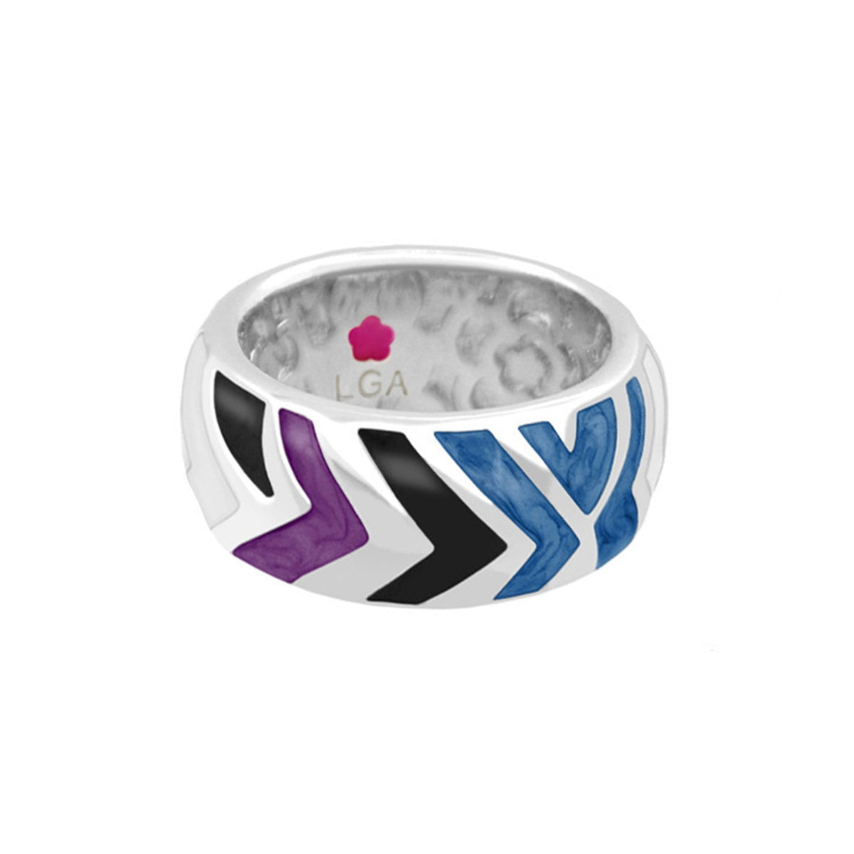 Art Deco Band Ring with multicolor chevron enamel (blue, purple, black) by Lauren G Adams on Tampa Home & Garden Store