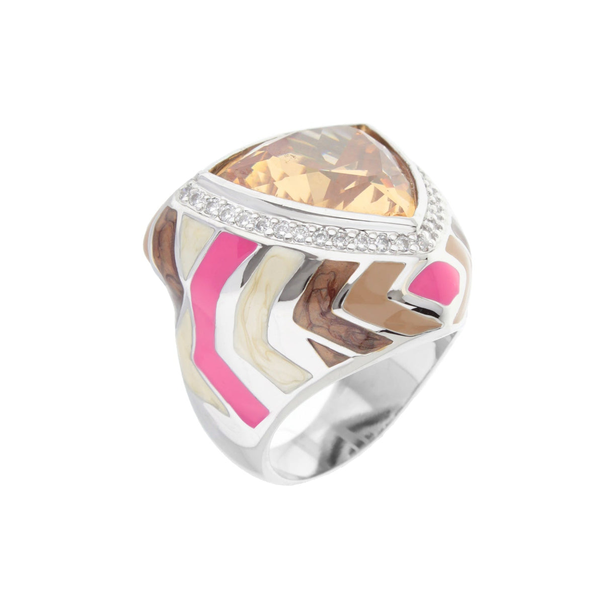 Art Deco Enamel Cocktail Ring and Gold Plating