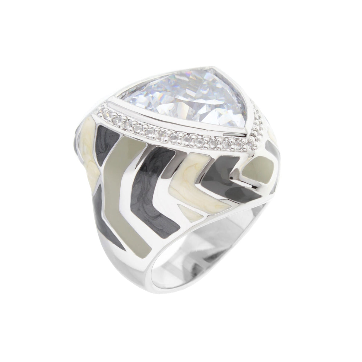 Art Deco Enamel Cocktail Ring and Gold Plating