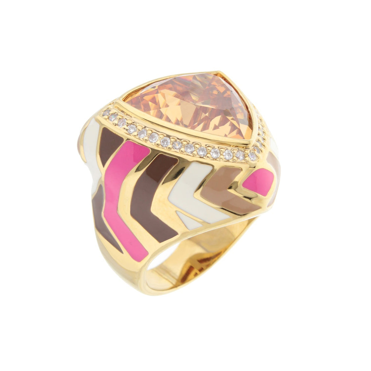 Art Deco Enamel Cocktail Ring and Gold Plating