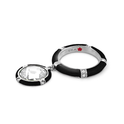 Prince Charming Ring with Round Charm Pavé Band, black enamel, Lauren G Adams on Tampa Home & Garden Store