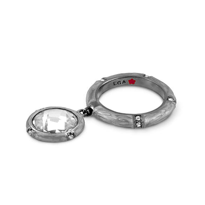 Prince Charming Ring Round Charm Band stackable ring Lauren G Adams with crystal pendant on Tampa Home & Garden Store