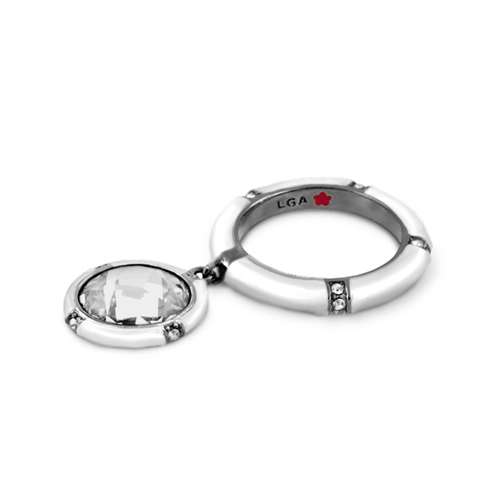 Prince Charming Ring stackable silver band pavé pendant crystal charm by Lauren G Adams on Tampa Home & Garden Store
