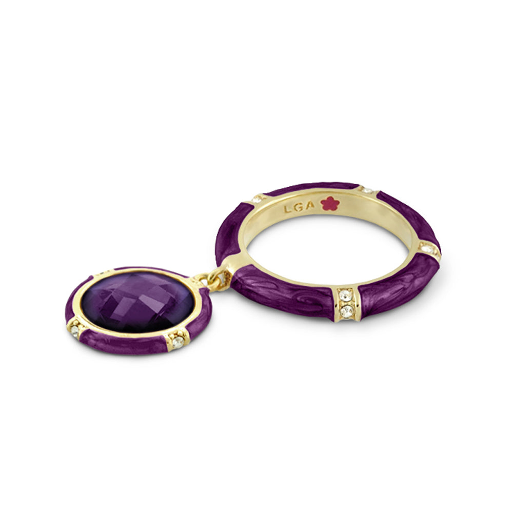 Prince Charming Ring by Lauren G Adams Pavé Band purple enamel with gold pendant charm on Tampa Home & Garden Store