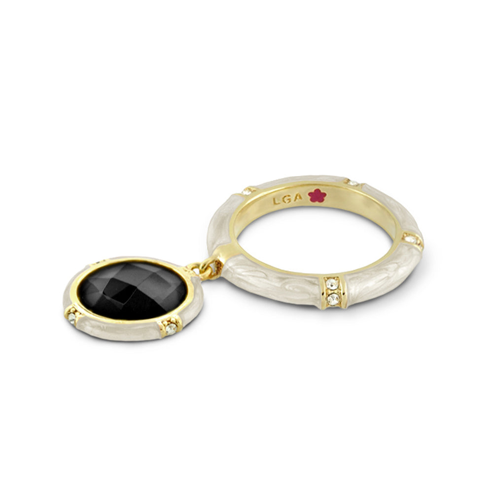 Prince Charming Ring Round Charm Pavé Band Lauren G Adams white textured 2-piece set on Tampa Home & Garden Store