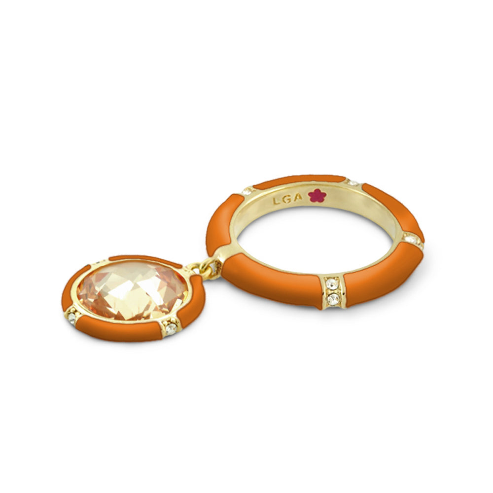 Prince Charming Ring Pavé Band orange enamel ring with peach crystal charm by Lauren G Adams on Tampa Home & Garden Store
