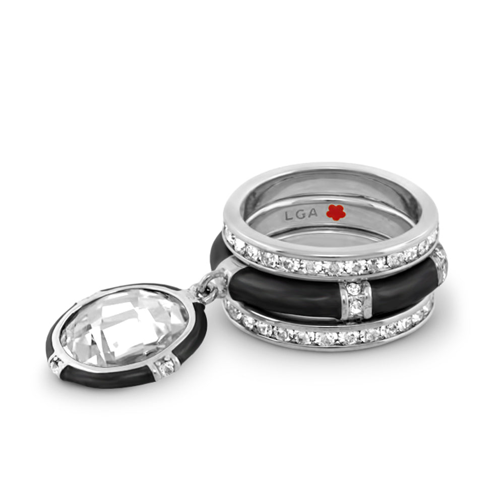Prince Charming Enamel Ring Trio and CZ Stack