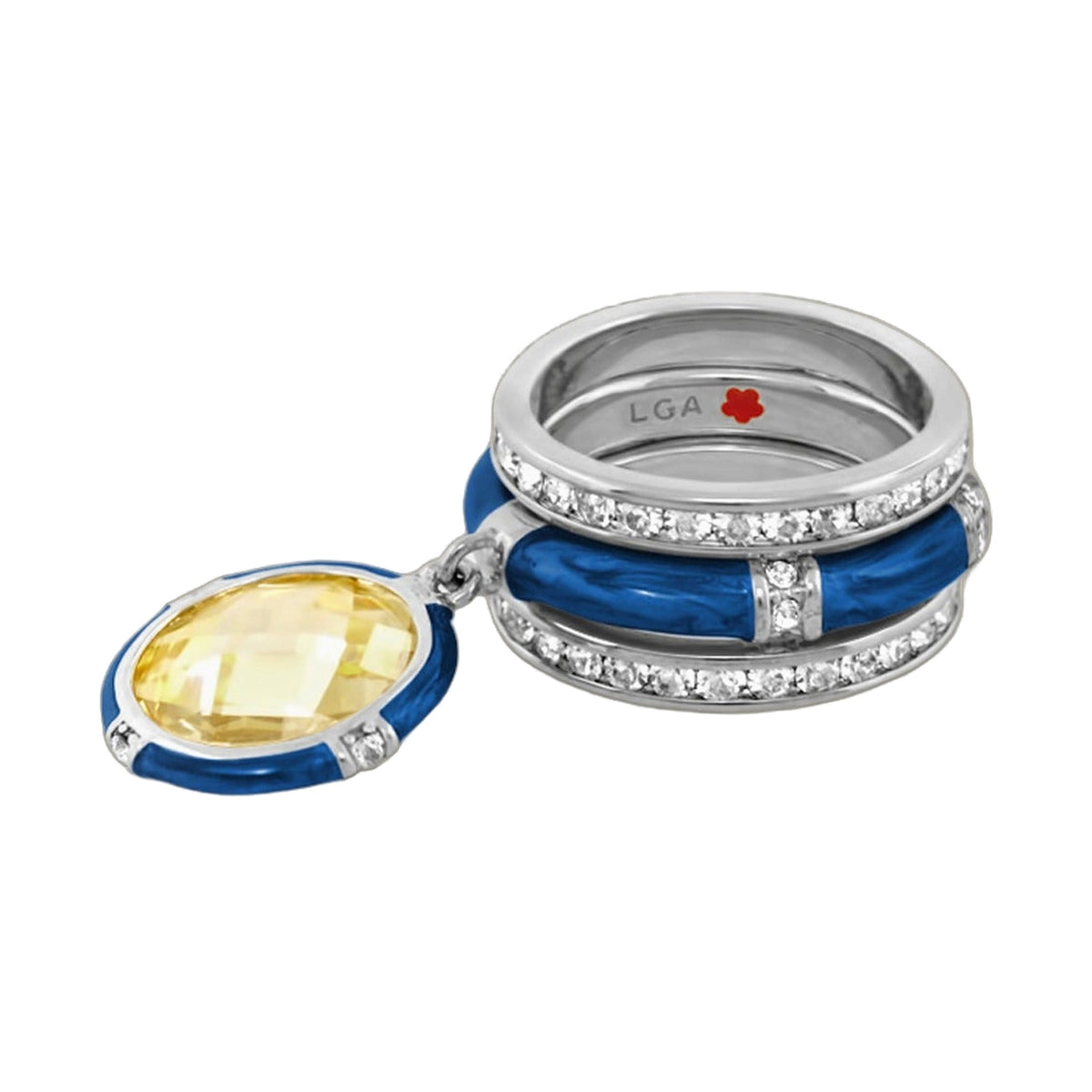 Prince Charming ring set blue enamel and diamond rings with yellow gem by Lauren G Adams on Tampa Home & Garden Store