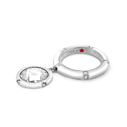 Prince Charming Ring Pavé Band by Lauren G Adams stackable ring with crystal pendant on Tampa Home & Garden Store