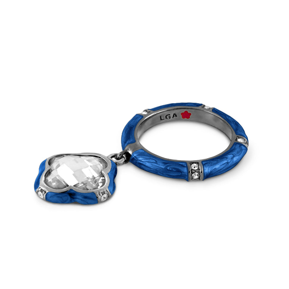 Prince Charming Ring Clover Charm Pavé Band by Lauren G Adams, blue pavé band pendant on Tampa Home & Garden Store