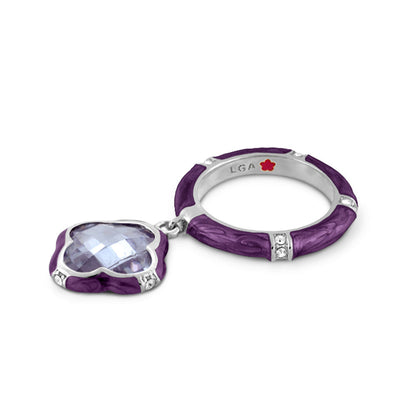 Prince Charming Ring Clover Charm Pavé Band ring with lavender pendant by Lauren G Adams on Tampa Home & Garden Store
