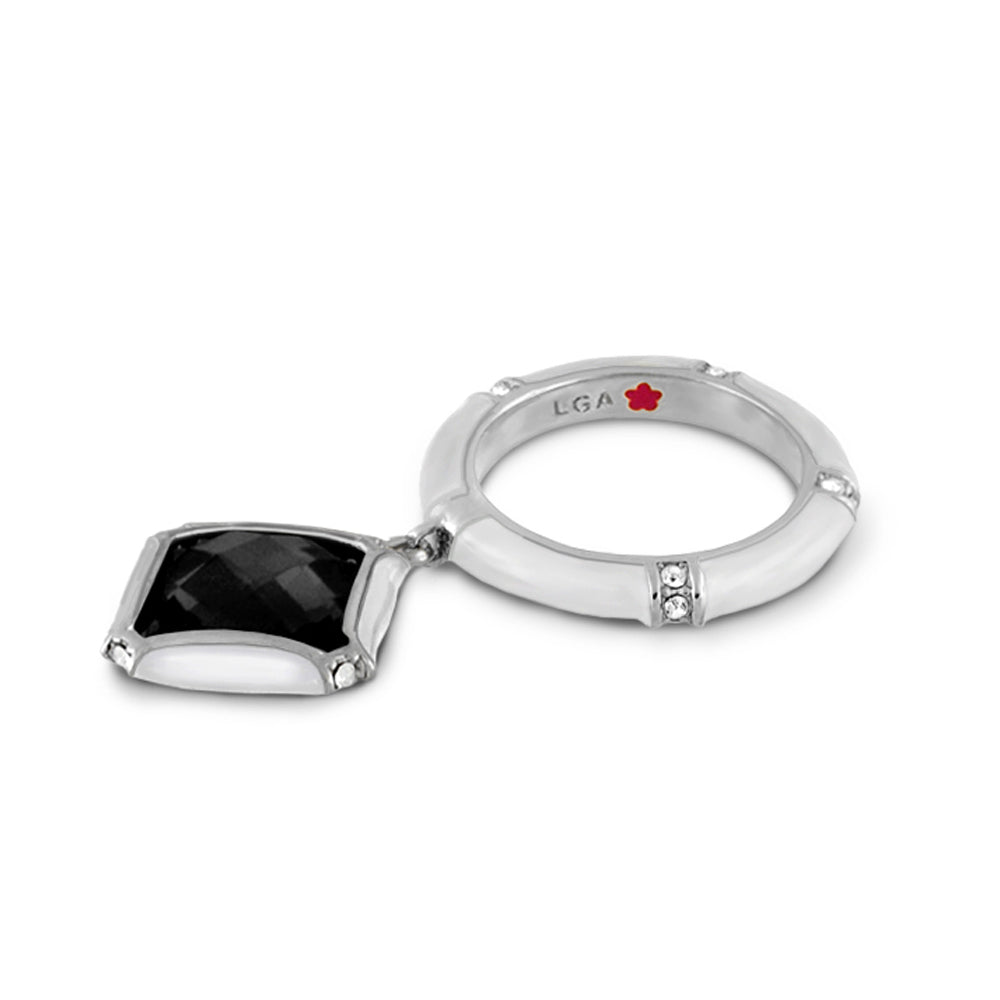 Prince Charming Ring cushion charm pavé pendant with black cushion-cut gemstone by LGA on Tampa Home & Garden Store