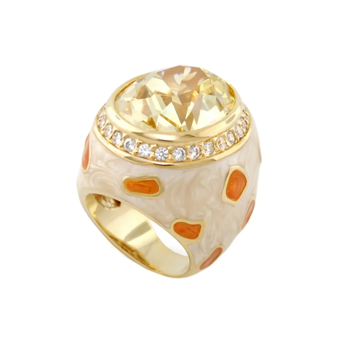 Animal Paradise Ring Spotted Crystal Dome gold-tone ring with yellow gemstone and pavé crystals on Tampa Home & Garden Store