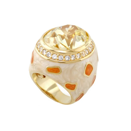 Animal Paradise Ring Spotted Crystal Dome gold-tone ring with yellow gemstone and pavé crystals on Tampa Home & Garden Store