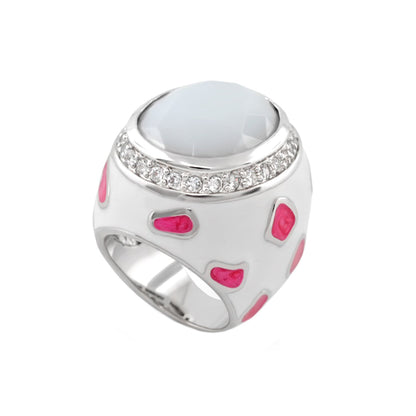Ring Animal Paradise Spotted Crystal Dome by Lauren G Adams, silver band with pink heart accents on Tampa Home & Garden Store