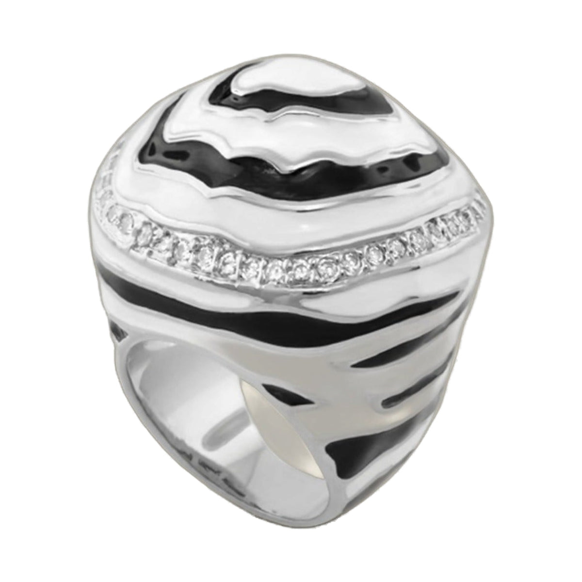 Animal Paradise Ring Zebra Stripe Dome silver-tone with pave band on Tampa Home & Garden Store