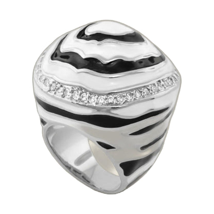 Animal Paradise Ring Zebra Stripe Dome silver-tone with pave band on Tampa Home & Garden Store