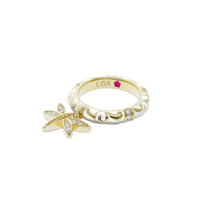 Charming 2 Stackable Ring by Lauren G Adams gold pavé dragonfly charm LGA inside on Tampa Home & Garden Store