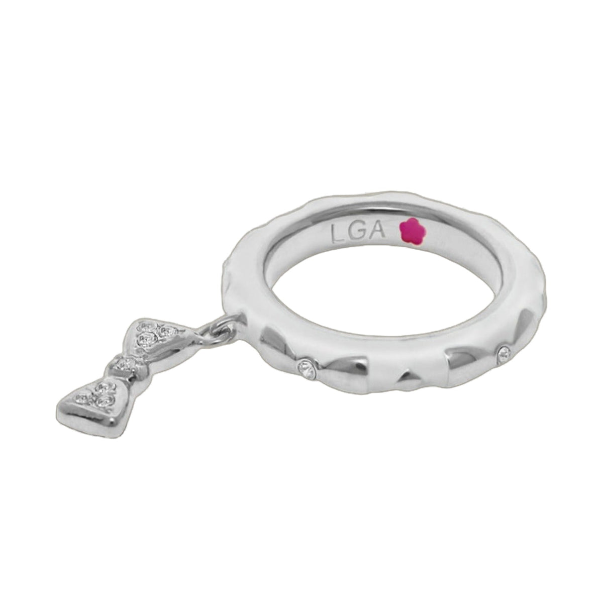 Charming 2-stackable ring set with pavé bow charm, silver-tone by Lauren G Adams on Tampa Home & Garden Store