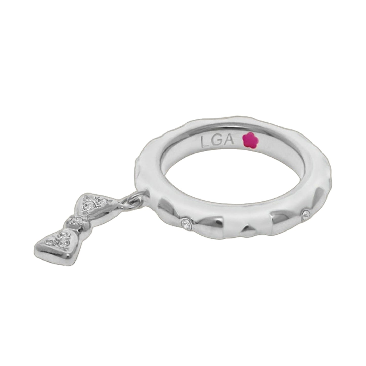 Charming 2-Stackable Ring with pavé bow charm, silver-tone, Lauren G Adams LGA on Tampa Home & Garden Store
