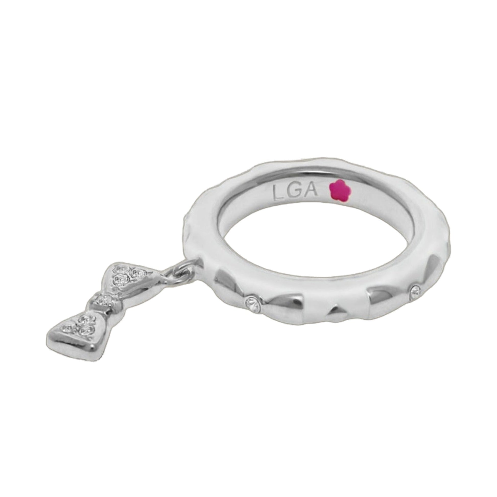 Charming 2-Stackable Ring with pavé bow charm, silver-tone, Lauren G Adams LGA on Tampa Home & Garden Store