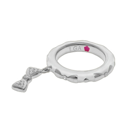 Charming 2-Stackable Ring with pavé bow charm, silver-tone, Lauren G Adams LGA on Tampa Home & Garden Store
