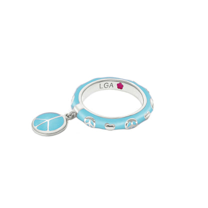 Charming 2 Stackable Ring Peace Charm turquoise enamel with silver peace signs LGA stamp on Tampa Home & Garden Store