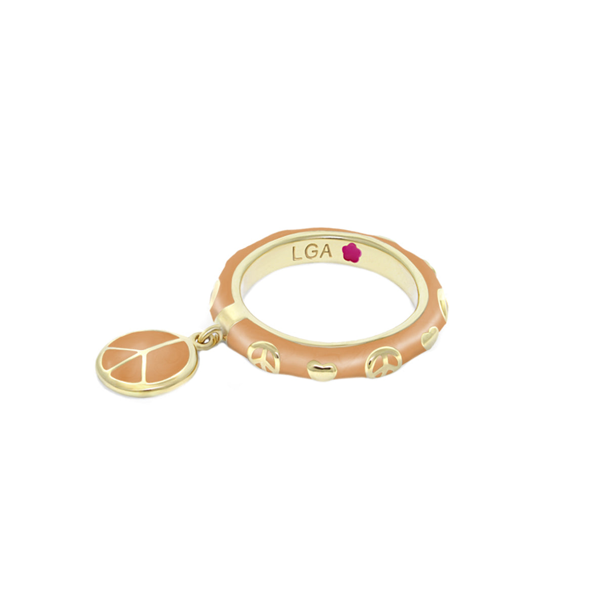 Charming 2 Stackable Ring Peace Charm, peach enamel band with gold-tone accents and LGA on Tampa Home & Garden Store