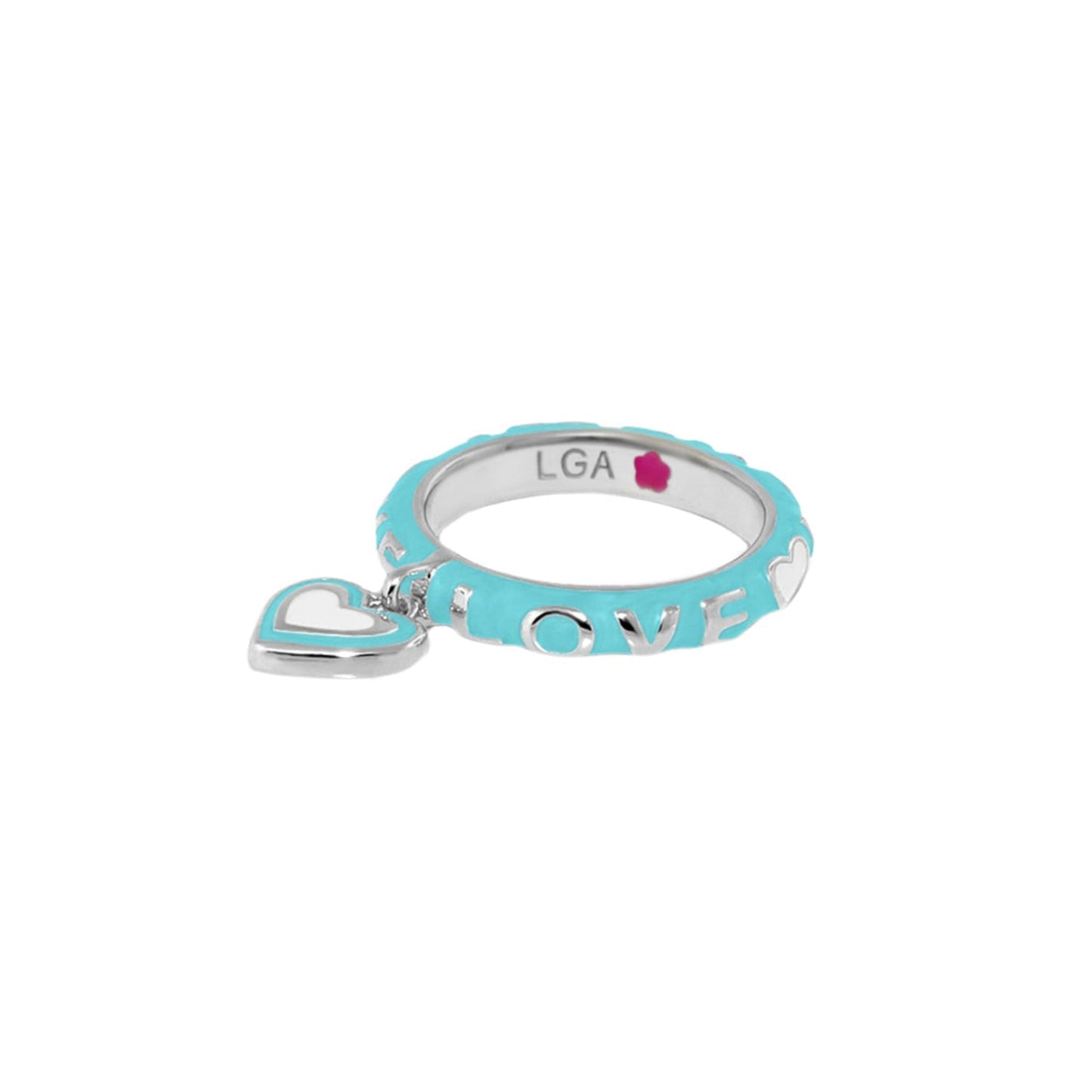 Slim Enamel Stackable Ring and Crystal Charm