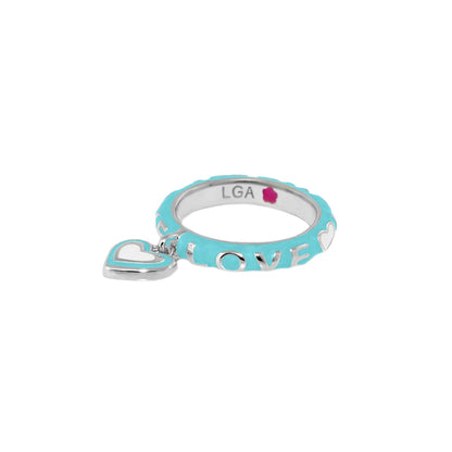 Slim Enamel Stackable Ring and Crystal Charm