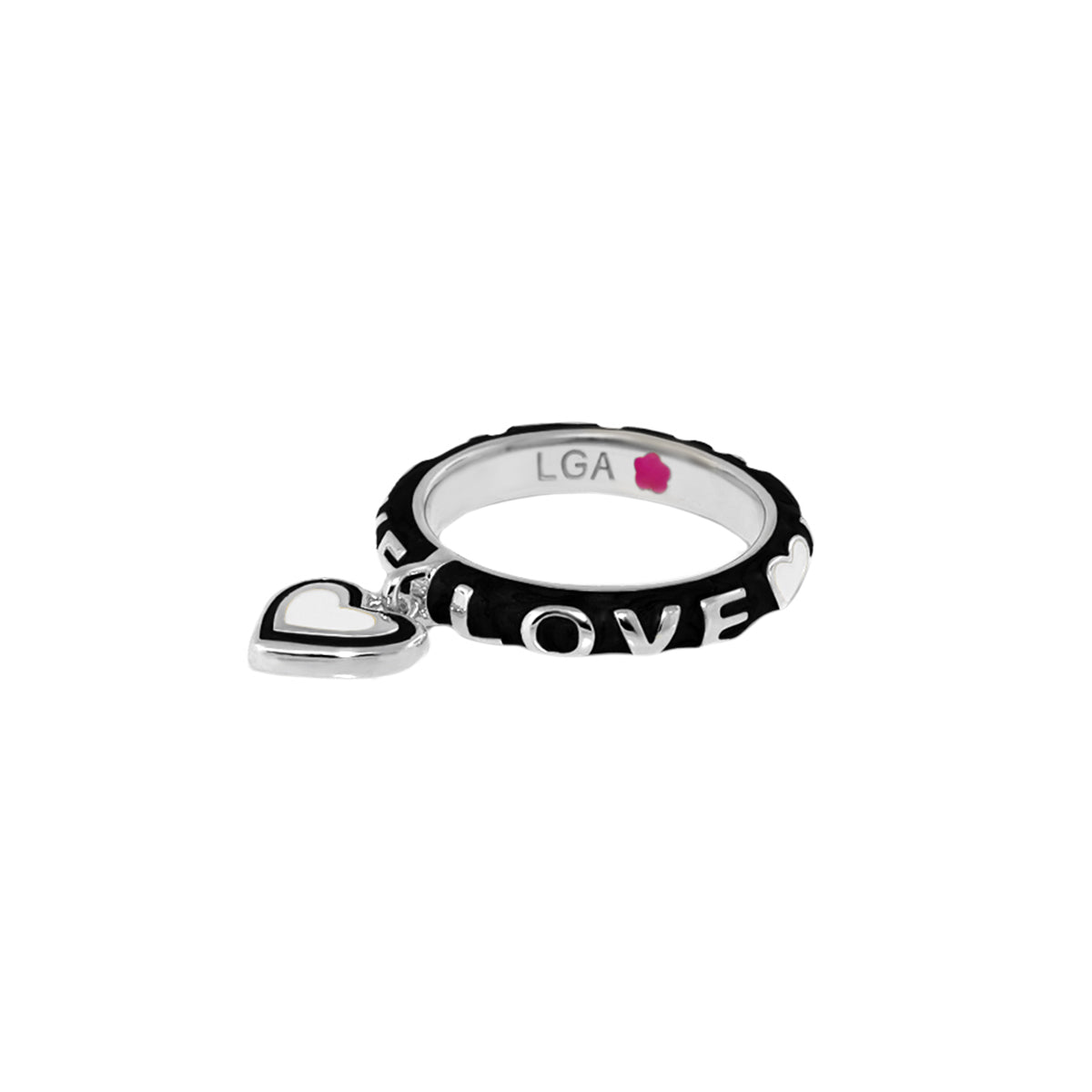 Slim Enamel Stackable Ring and Crystal Charm