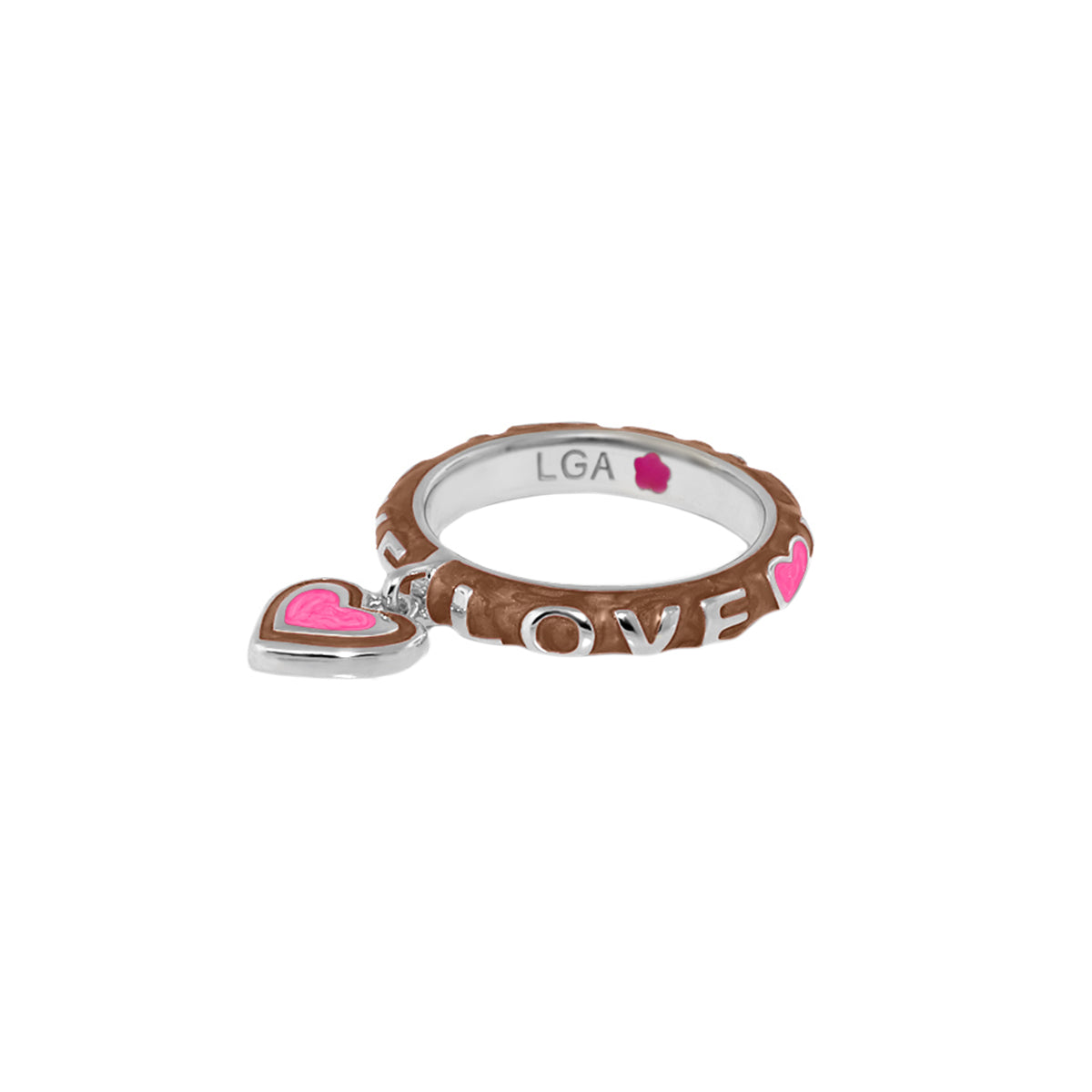 Slim Enamel Stackable Ring and Crystal Charm