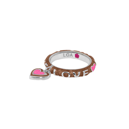 Slim Enamel Stackable Ring and Crystal Charm