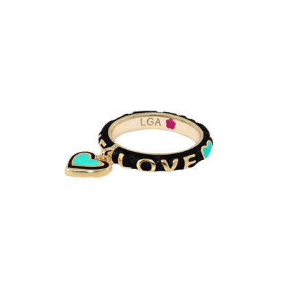 Slim Enamel Stackable Ring and Crystal Charm