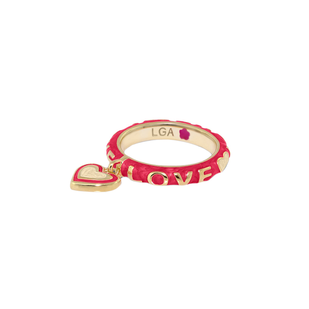 Slim Enamel Stackable Ring and Crystal Charm