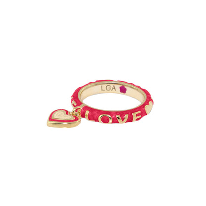 Slim Enamel Stackable Ring and Crystal Charm