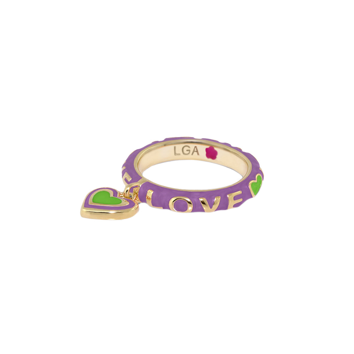 Slim Enamel Stackable Ring and Crystal Charm