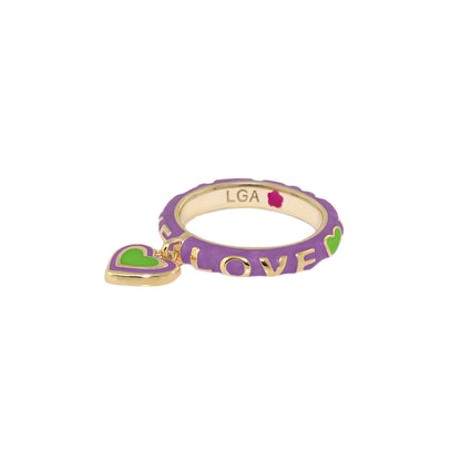 Slim Enamel Stackable Ring and Crystal Charm