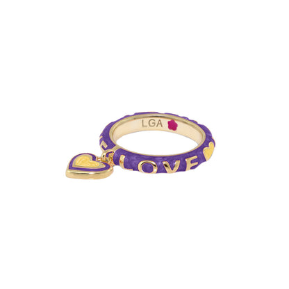 Slim Enamel Stackable Ring and Crystal Charm