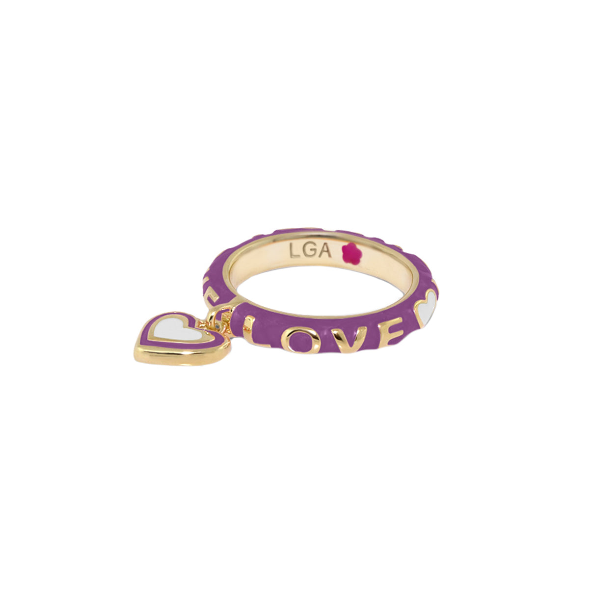 Slim Enamel Stackable Ring and Crystal Charm