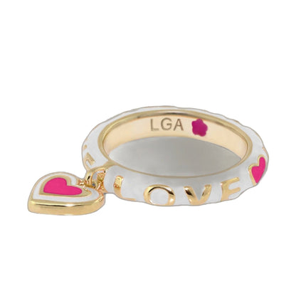 Slim Enamel Stackable Ring and Crystal Charm