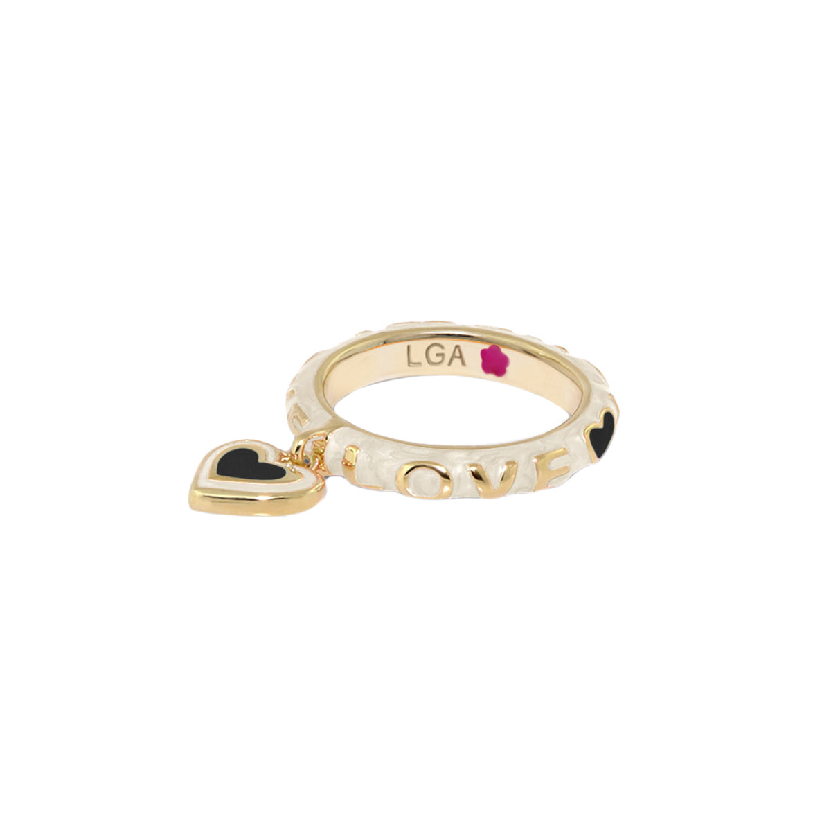 Slim Enamel Stackable Ring and Crystal Charm