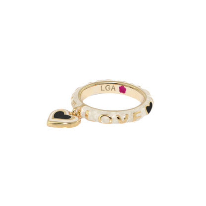 Slim Enamel Stackable Ring and Crystal Charm
