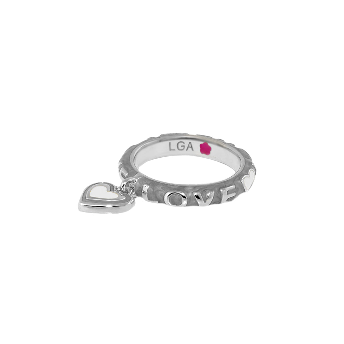 Slim Enamel Stackable Ring and Crystal Charm